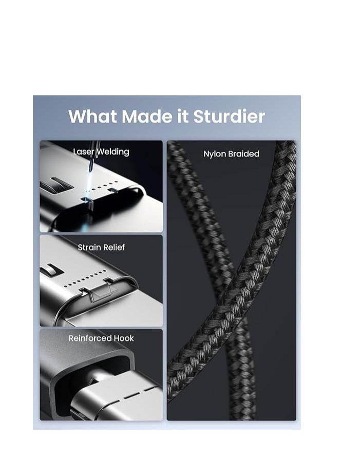 ساونس كابل شحن سريع مضفر من النوع C إلى النوع C 3A (60 وات) من Sounce للهواتف المحمولة وأجهزة الكمبيوتر المحمولة والأجهزة اللوحية وأجهزة النوع C الأخرى يدعم تقنية PD وشحن QC 3.0 بسرعة نقل بيانات 480 ميجابت في الثانية بطول 5 أقدام (1.5 متر) - Image 4