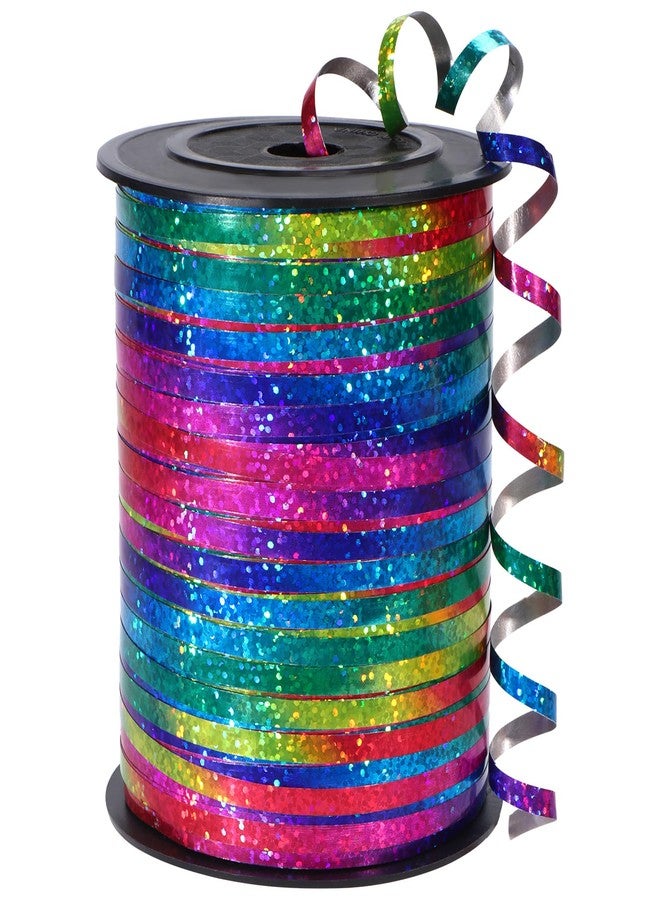 OMISELIO 500 Yard Rainbow Ribbon Curling, Balloon Ribbon-Balloon String, Shiny Metallic Curly Roll for Gift Wrapping Ribbon for Wedding, Birthday Decoration, Baby Shower, Christmas - Image 1