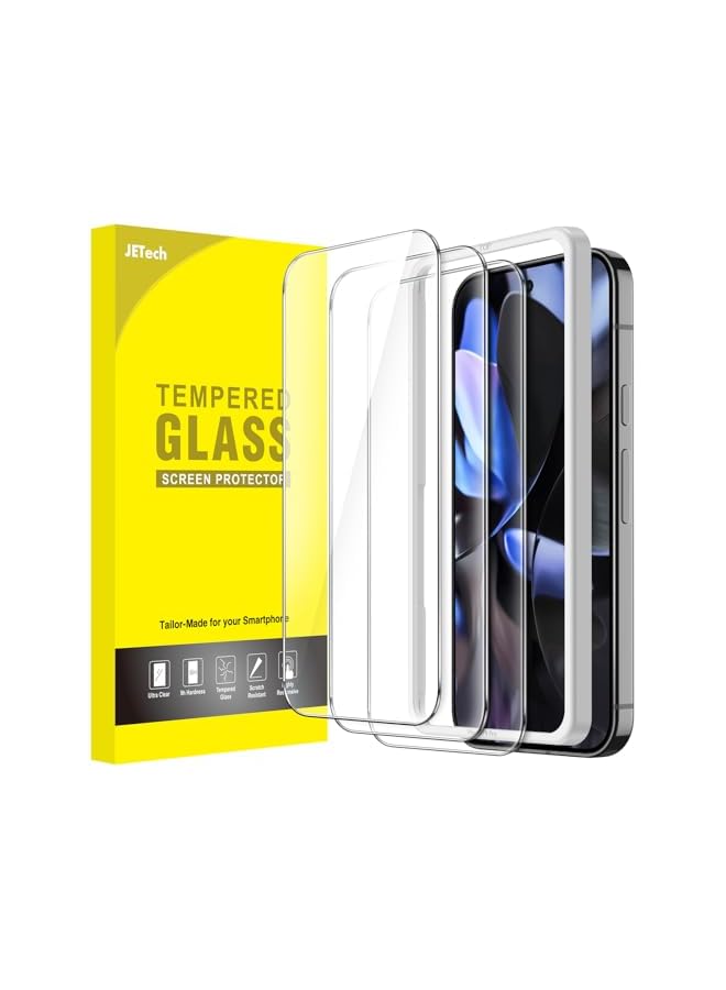 JETech Screen Protector for Google Pixel 9 / Pixel 9 Pro, Tempered Glass Film with Easy Installation Tool, Fingerprint Compatible, HD Clear, 3-Pack - Image 1