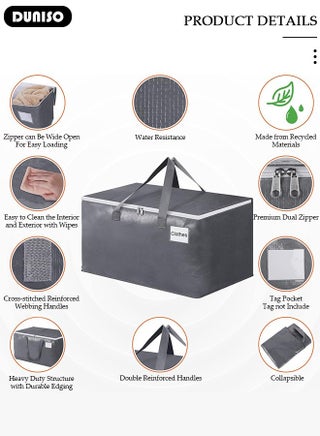 Large Moving Bags, Heavy Duty Moving Storage Tote Bags with Tag Port, Foldable Clothes Storage Bags,UnderBed Storage Bag with Zippers and Sturdy Handles for Bedding,dormitory,Travel - view 2