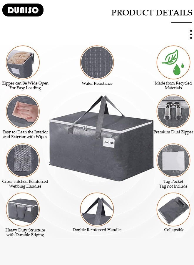 DUNISO Large Moving Bags, Heavy Duty Moving Storage Tote Bags with Tag Port, Foldable Clothes Storage Bags,UnderBed Storage Bag with Zippers and Sturdy Handles for Bedding,dormitory,Travel  - Image 2