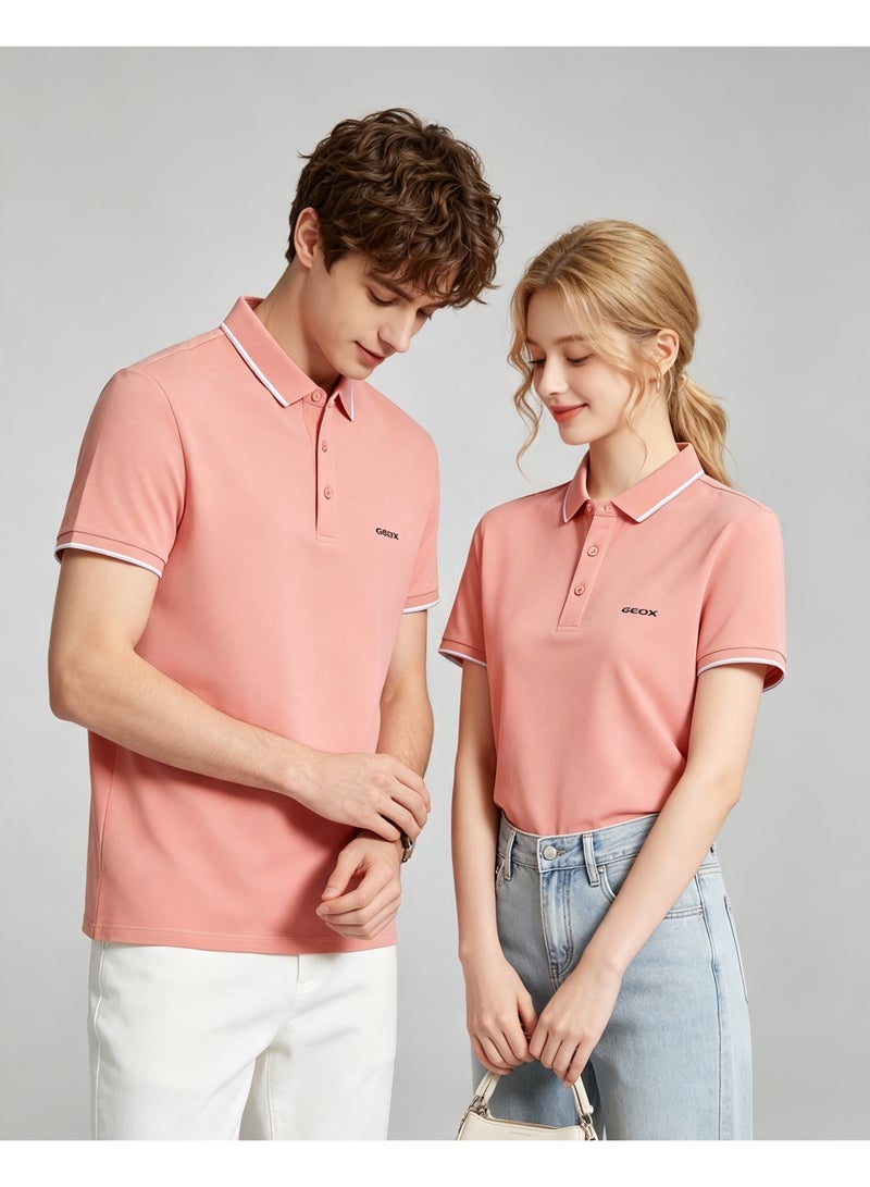 GEOX Men Short Sleeve Casual Polo Shirt Daily Holiday Wear Top Dusty Pink - Image 4