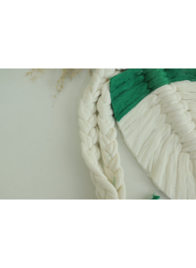 انتيكيانو مكرامية على شكل ورقة شجر ، مجموعة من قطعتين، حبل ستائر بلون اخضر وبيج مضفر - Image 4
