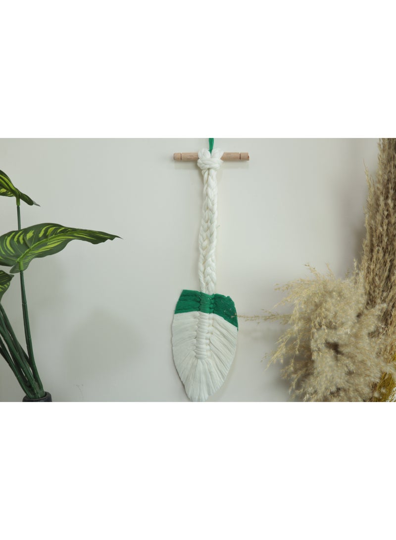 انتيكيانو مكرامية على شكل ورقة شجر ، مجموعة من قطعتين، حبل ستائر بلون اخضر وبيج مضفر - Image 2