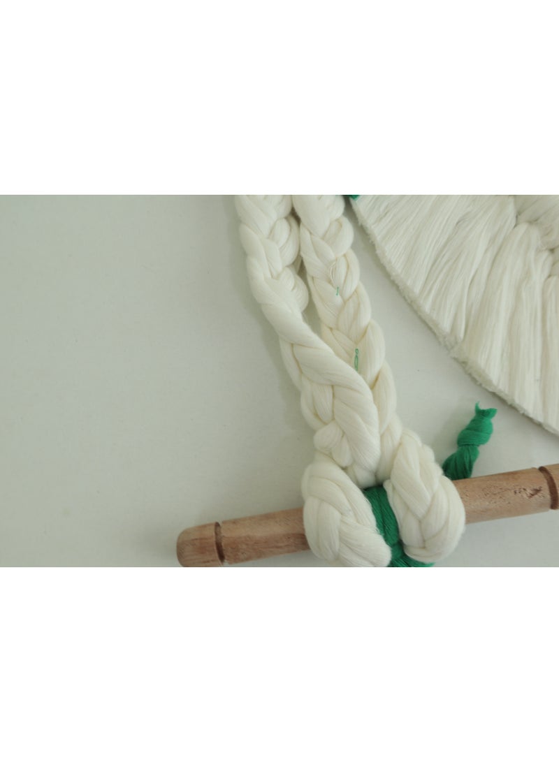 انتيكيانو مكرامية على شكل ورقة شجر ، مجموعة من قطعتين، حبل ستائر بلون اخضر وبيج مضفر - Image 3