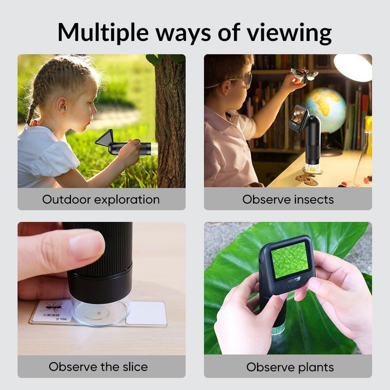 Megapixel Portable Handheld Digital Microscope 12-24X Magnification Indoor Outdoor Microscope Photo Video Taking Microscope 6 LED Lights Adjustable 75° Angle Adustable Screen Microscope for Kids - Image 5
