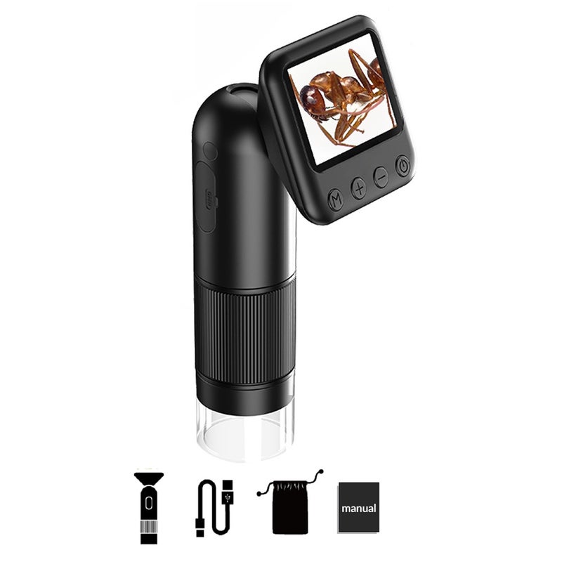 Megapixel Portable Handheld Digital Microscope 12-24X Magnification Indoor Outdoor Microscope Photo Video Taking Microscope 6 LED Lights Adjustable 75° Angle Adustable Screen Microscope for Kids - Image 1