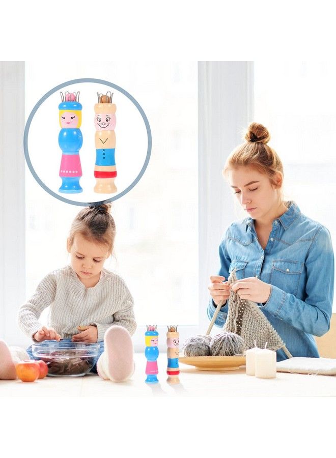 EXCEART Wooden Knitting Loom 2Pcs French Knitter Tool Knitting Spool Cartoon Doll Shape Wood Knitting Tool Yarn Wool Bead Jewelry Maker For Diy Weaving Knitting Carfts Supplies Crocheting - Image 4