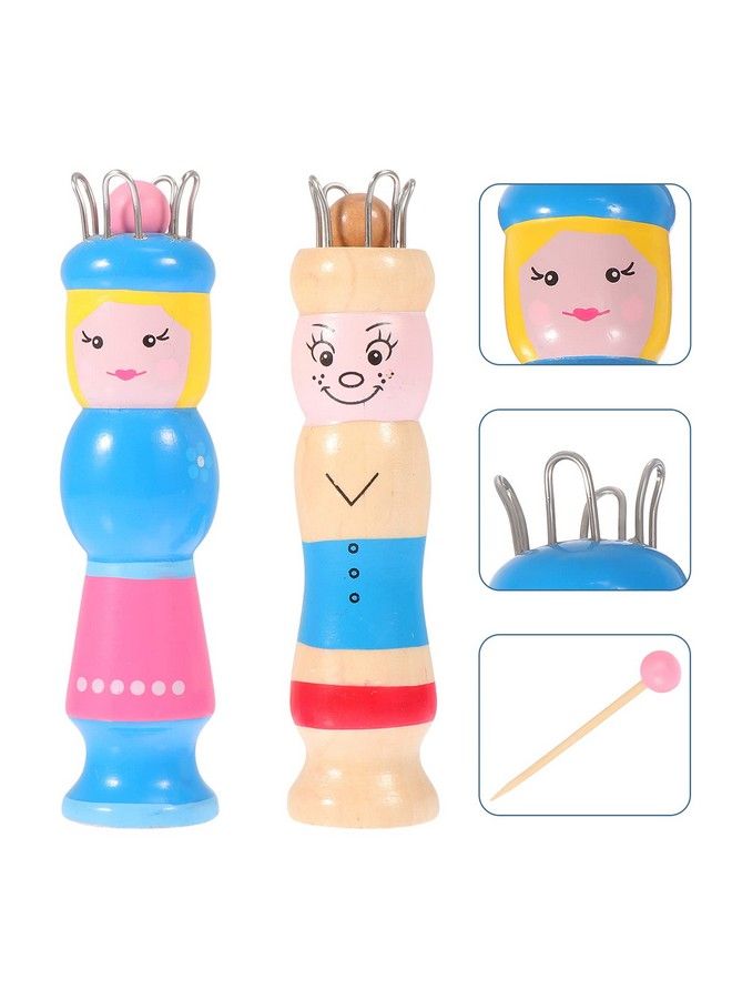 EXCEART Wooden Knitting Loom 2Pcs French Knitter Tool Knitting Spool Cartoon Doll Shape Wood Knitting Tool Yarn Wool Bead Jewelry Maker For Diy Weaving Knitting Carfts Supplies Crocheting - Image 5