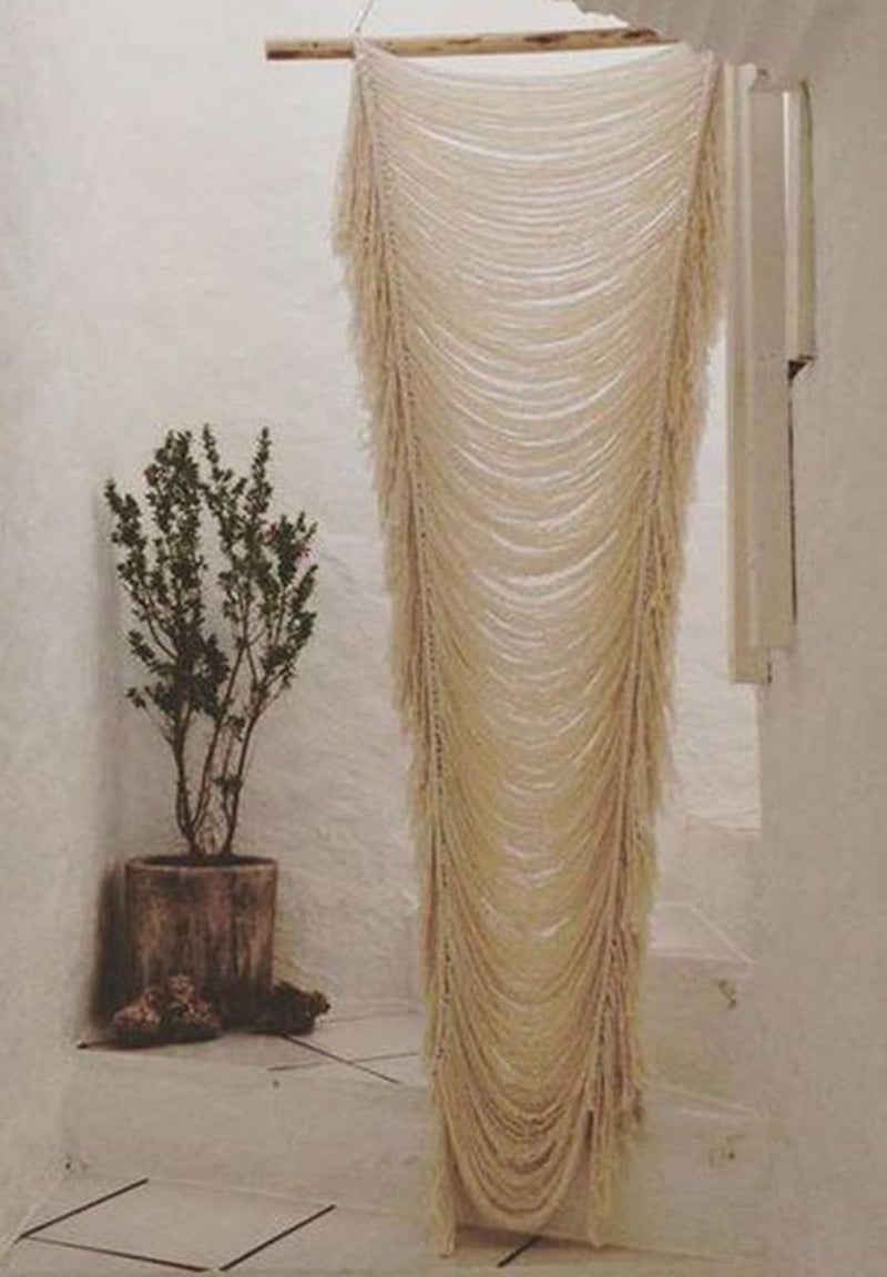 Macrame Curtain Boho Curtains Room Divider Wedding Or Wall Decor Doorway Window Wall Decor Macrame Cord Fiber Yarn Art Craftsmanship Bedroom Headboard Dcor 31 Wx 75 L