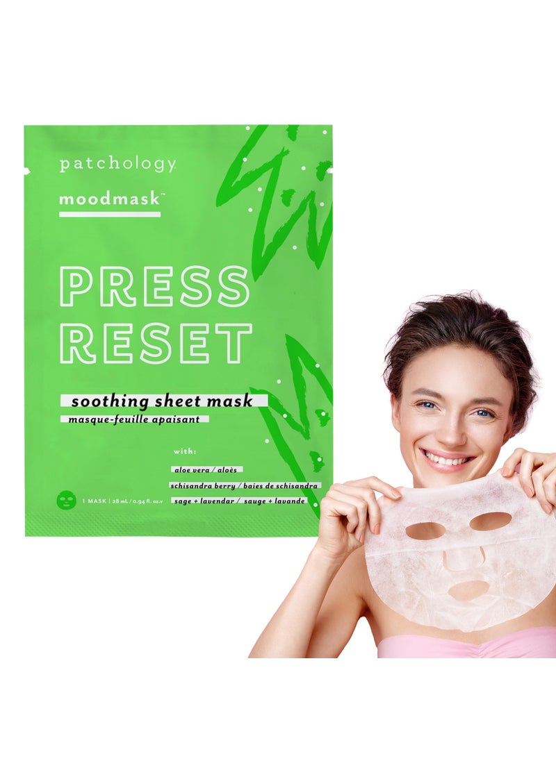 Patchology Patchology Soothing Face Mask  Press Reset Soothing Sheet Mask with Aloe Vera Lavender and Schisandra Berry helps revitalize your face by improving your complexion and hydrating dry skin 1 Ct 