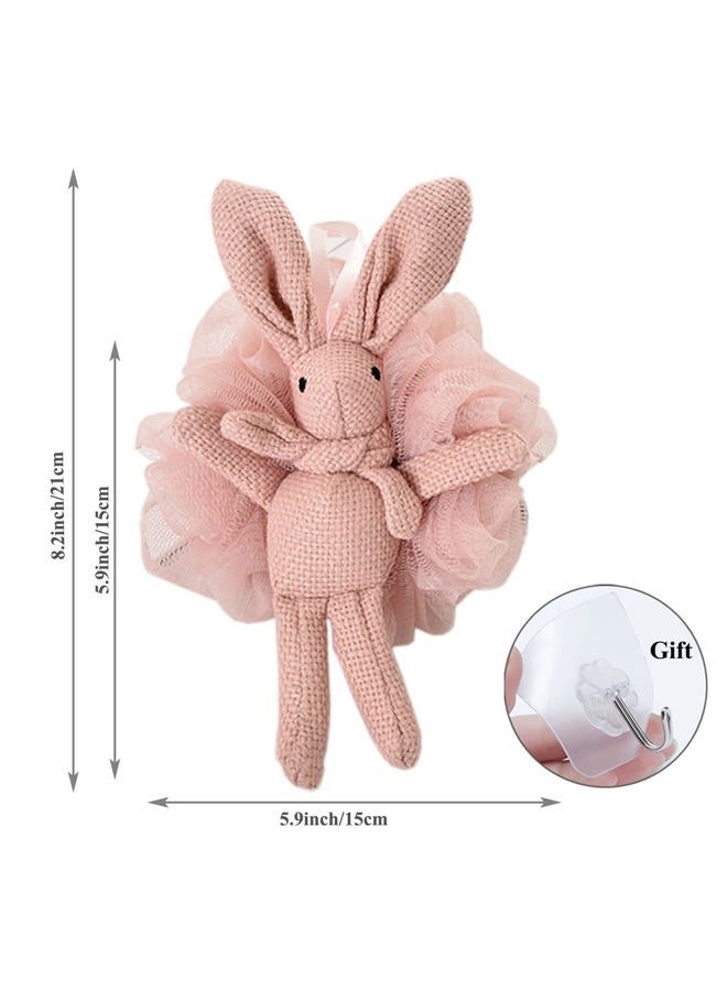 Yisella Loofah for Kids Bath Sponge for Kids Loofah Girls Cute Animal Bunny Gift Set - Pink, White, Grey - Shower Loofah for Women Yisella - Image 2