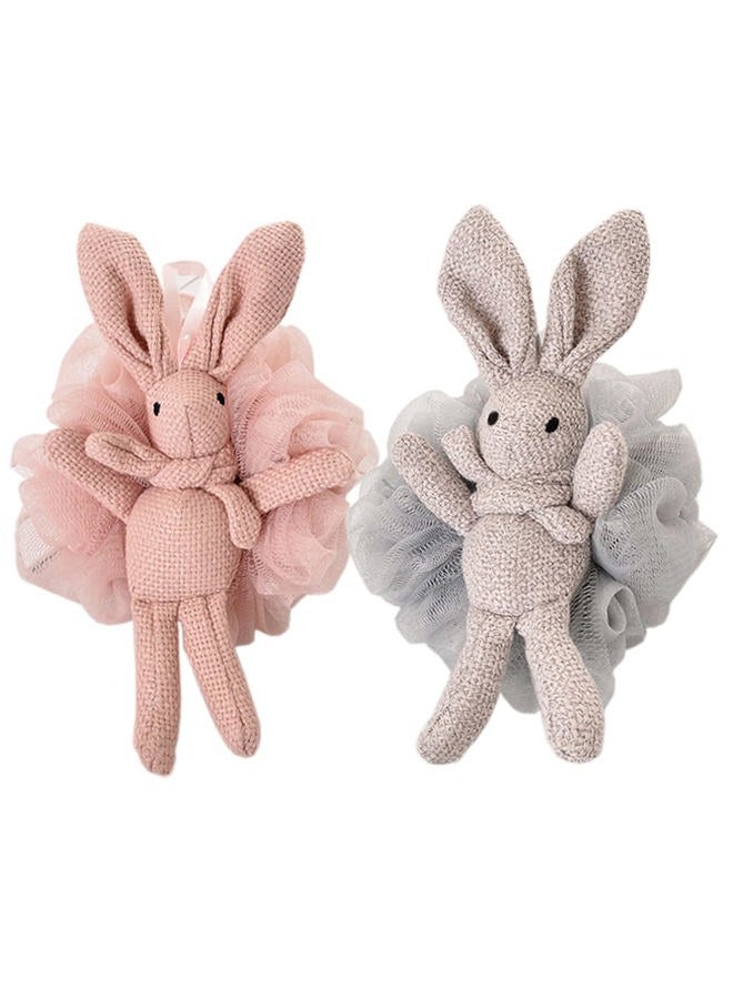 Yisella Loofah for Kids Bath Sponge for Kids Loofah Girls Cute Animal Bunny Gift Set - Pink, White, Grey - Shower Loofah for Women Yisella - Image 1