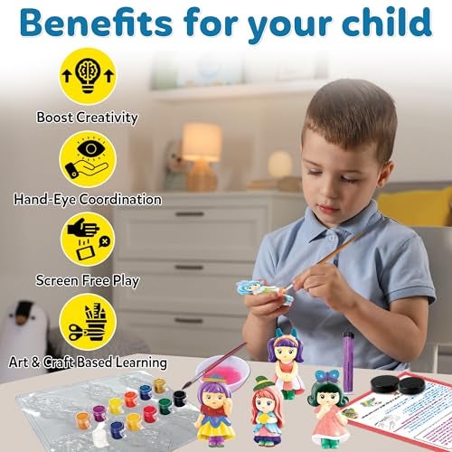 Little Berry DIY Art and Craft Items | Mould & Paint Princess Craft Set | Make 6 Glitter Fridge Magnets | Fun Art & Craft Kit for Girls & Boys 3-10 Years | DIY Crafting Toys & Gifts for Children - Image 5