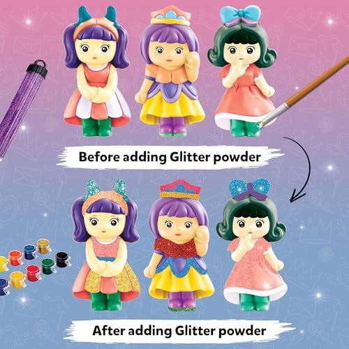 Little Berry DIY Art and Craft Items | Mould & Paint Princess Craft Set | Make 6 Glitter Fridge Magnets | Fun Art & Craft Kit for Girls & Boys 3-10 Years | DIY Crafting Toys & Gifts for Children - Image 4