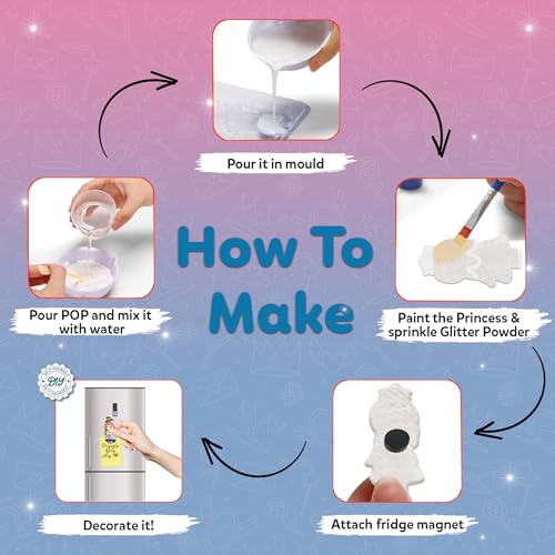 Little Berry DIY Art and Craft Items | Mould & Paint Princess Craft Set | Make 6 Glitter Fridge Magnets | Fun Art & Craft Kit for Girls & Boys 3-10 Years | DIY Crafting Toys & Gifts for Children - Image 3