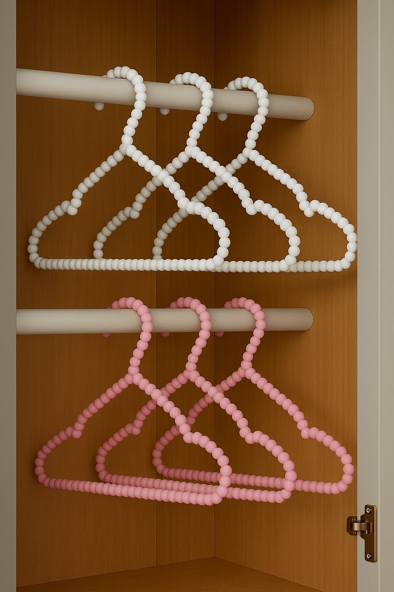 Plastic Bead Hangers Great for Underwear and Light Blouses in the Closet, 6 Pack - Multicolor - Image 1