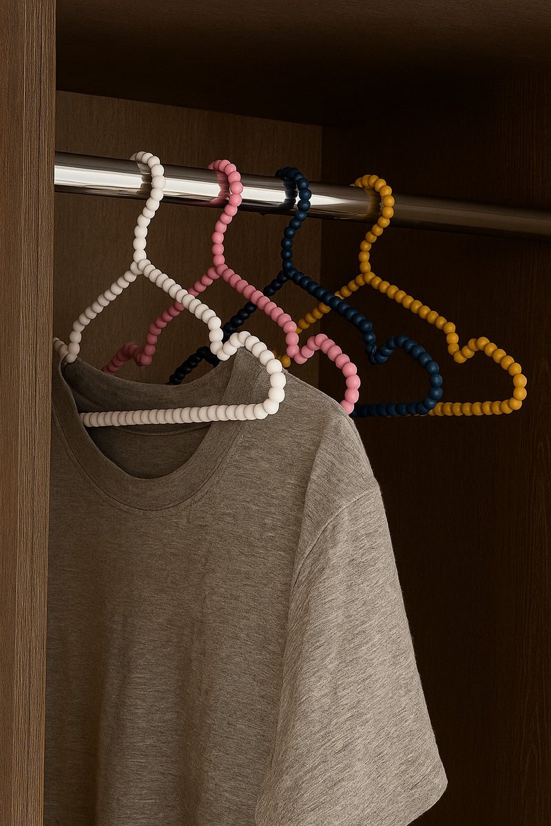 Plastic Bead Hangers Great for Underwear and Light Blouses in the Closet, 6 Pack - Multicolor - Image 2