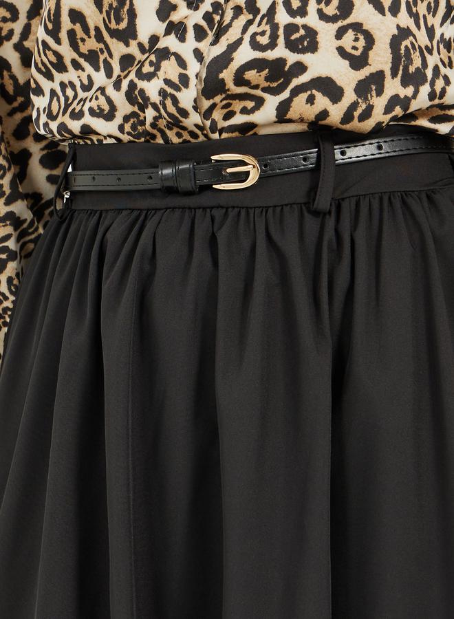 Styli High Rise Gathered Midi Skirt with Belt  - Image 3