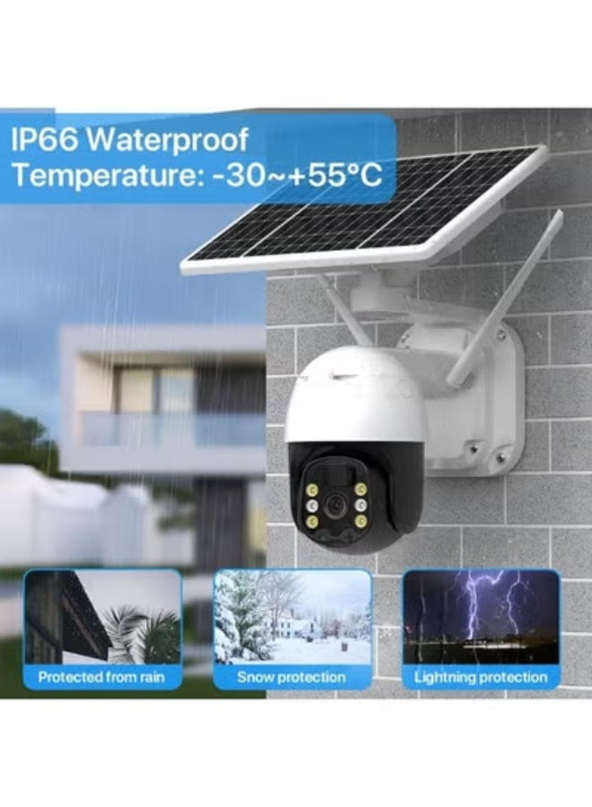 JAJEEK Solar-Powered Smart WiFi Security Camera – 360° Pan-Tilt Outdoor CCTV System with Motion Detection, Full-Color Night Vision, Two-Way Audio, Waterproof Design & Remote App Control - Image 2
