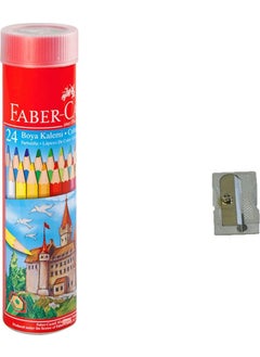 Crayons in Metal Tube 24 Colors Full Size and Sharpener