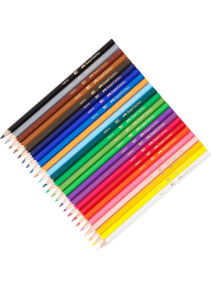 FABER-CASTELL - Crayons in Metal Tube 24 Colors Full Size and Sharpener - Image 1