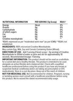 PhD Creatine Pure Micronized Grade - Increases Physical Performance, Instant Mix Powder - 83 Servings, 250g  - Image 2