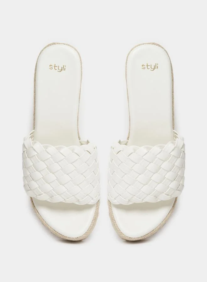 ستايلي Braided Strap Espadrille Wedge Sandals