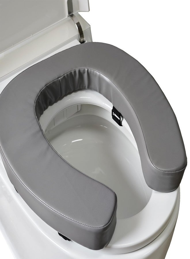 DOMSCIEN Padded Toilet Seat Cushion with 2-Inch High-Density Foam & Waterproof PU Fabric, U-Shape Padded Toilet Cushion - Secure Hook & Loop Tape, Fits Standard Toilets (Grey) - Image 1