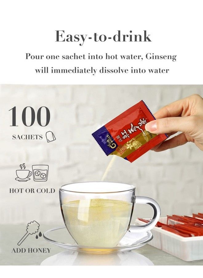 ILHWA - Korean Red Ginseng Tea (300G 0.11Oz X 100 Sachets) 6 Years Ginseng Granulated. High Ginsenoside Rg1+Rb1+Rg3 - Image 1