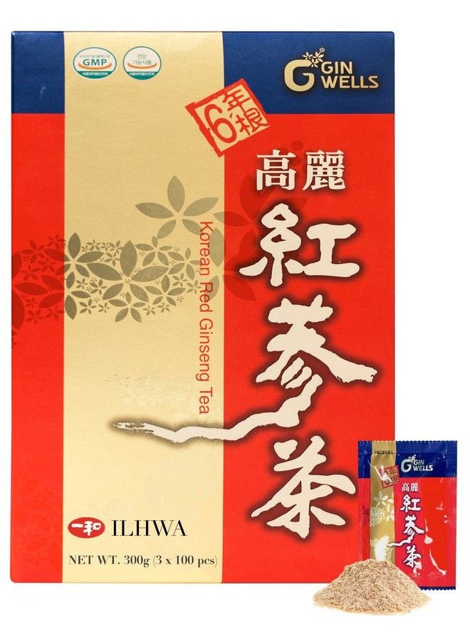 ILHWA - Korean Red Ginseng Tea (300G 0.11Oz X 100 Sachets) 6 Years Ginseng Granulated. High Ginsenoside Rg1+Rb1+Rg3 - Image 1