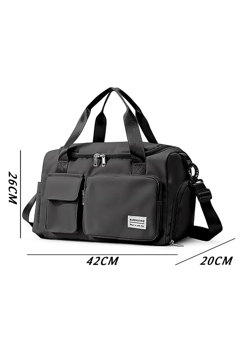 Cuken Large Capacity Travel Duffle Bag Sports Gym Bag Sports Gym Bag with Shoes Compartment & Wet Pocket Sports Gym Bag for Men & Women Multi-Occasion Application of Sports Bag (Black) - Image 2