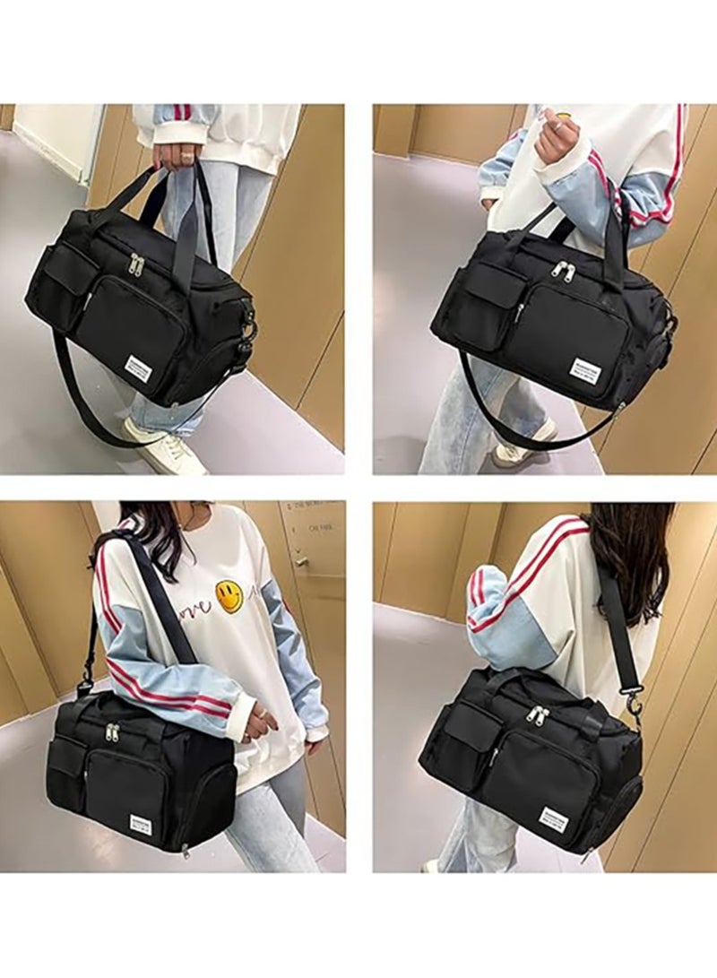 Cuken Large Capacity Travel Duffle Bag Sports Gym Bag Sports Gym Bag with Shoes Compartment & Wet Pocket Sports Gym Bag for Men & Women Multi-Occasion Application of Sports Bag (Black) - Image 4