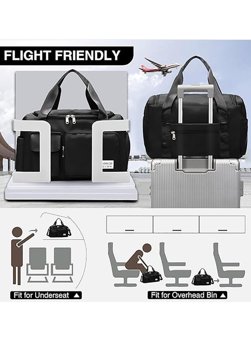 Cuken Large Capacity Travel Duffle Bag Sports Gym Bag Sports Gym Bag with Shoes Compartment & Wet Pocket Sports Gym Bag for Men & Women Multi-Occasion Application of Sports Bag (Black) - Image 3