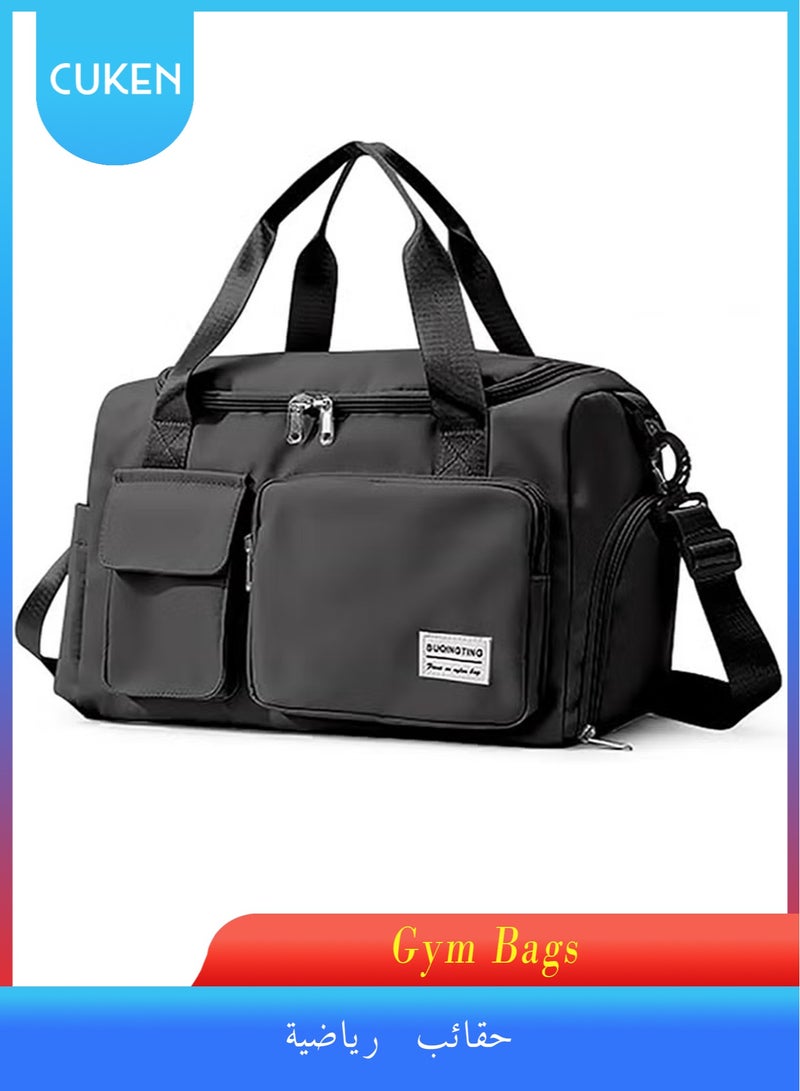 Cuken Large Capacity Travel Duffle Bag Sports Gym Bag Sports Gym Bag with Shoes Compartment & Wet Pocket Sports Gym Bag for Men & Women Multi-Occasion Application of Sports Bag (Black) - Image 1