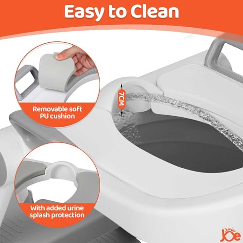 JUNIOR JOE Foldable Potty Training Seat with Stairs - Adjustable Install-Free Toilet Trainer with Non-Slip Splash Guard for Toddler Boys & Girls (GREY) - Image 5
