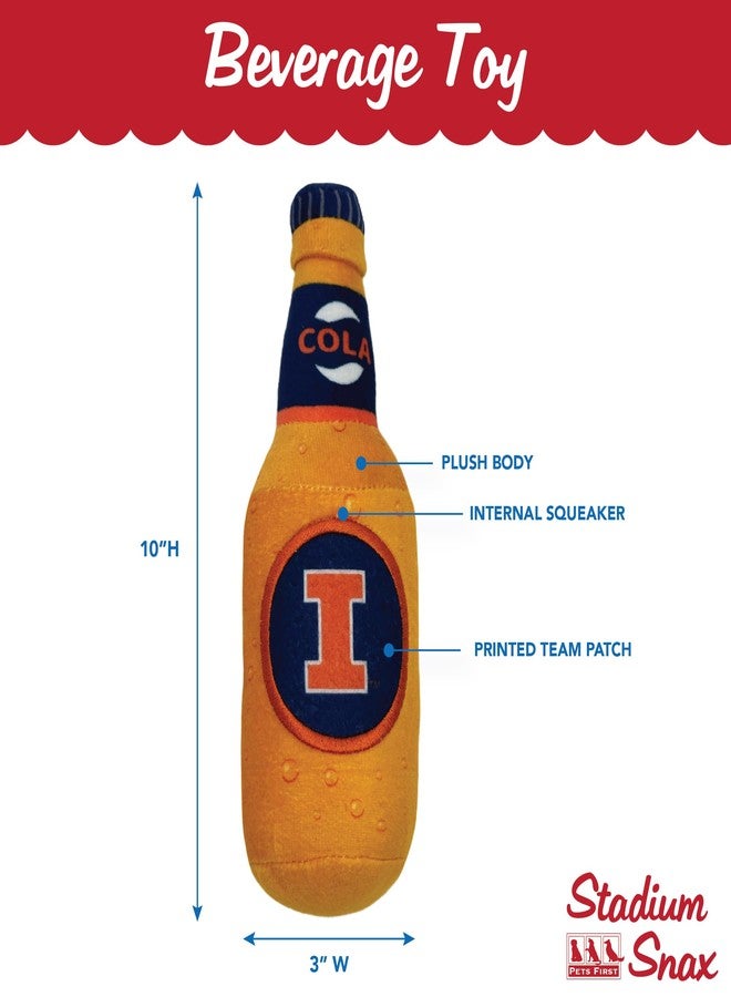 Pets First NCAA ILLINOIS FIGHTING ILLINI BEER BOTTLE PLUSH DOG & CAT SQUEAK TOY- Cutest STADIUM SODA BOTTLE SNACK Plush Toy for DOGS & CATS with INNER SQUEAKER & Beautiful Football/Basketball Team Name/Logo - Image 3