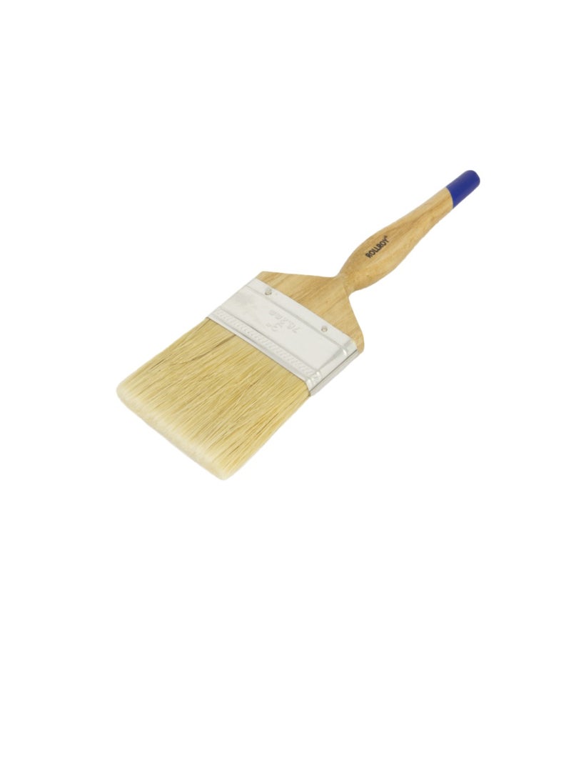 Roll Roy Blue 3 Inch Paint Brush Beige Bristle  - Image 3