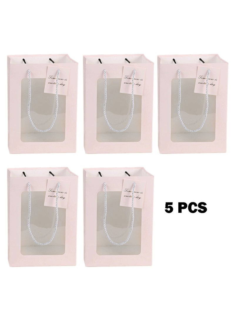 Generic Large Gift Bag Set - Pack of 5 Gift Bags,for Shopping, Parties, Wedding, Baby Shower, Craft 35 x25 x 15cm (Pink/Clear)  - Image 5