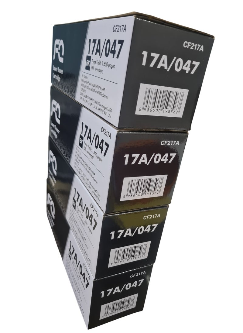 أف كيو - خرطوشة حبر 17A CF217A (4 قطع) متوافقة مع طابعة HP LaserJet Pro M102 M102a M102w M130 M130a M130fn M130fw M130nw M132 M132a M132fn M132fp M132fw Printer M132n w M132sfnw M132snw (أسود) - Image 1