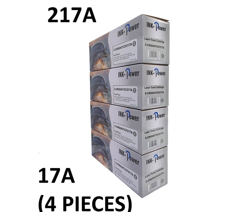 اينك باور خرطوشة حبر 17A CF217A (4 قطع) متوافقة مع طابعة HP LaserJet Pro M102 M102a M102w M130 M130a M130fn M130fw M130nw M132 M132a M132fn M132fp M132fw Printer M132n w M132sfnw M132snw (أسود 4 حبات) - Image 1