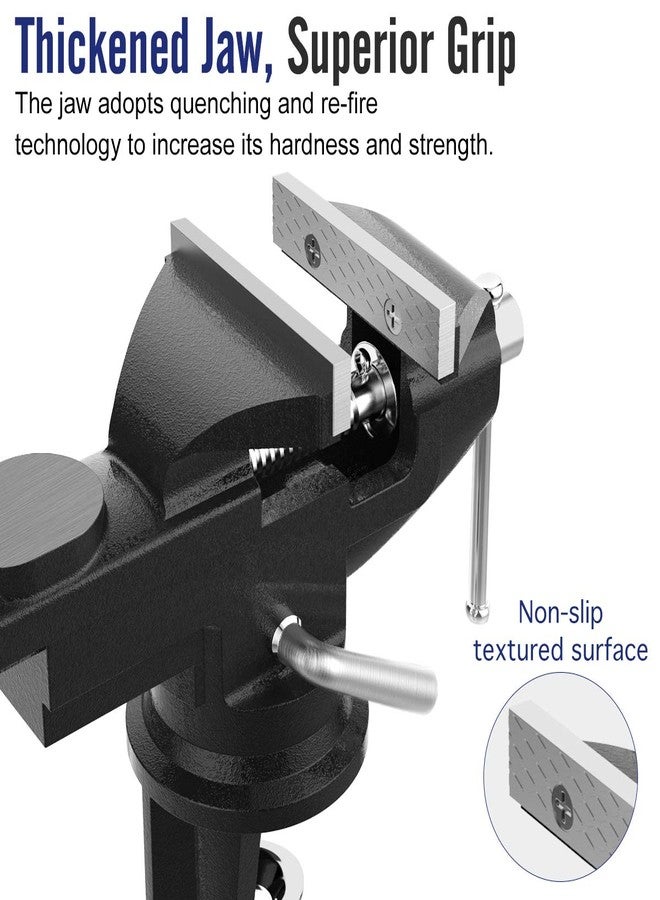 Housolution 3 Inch Universal Swivel Base Table Vise, 360°Rotating Bench Clamp, Portable Repair Tool for Woodworking, Metalworking, Cutting Conduit, and Drilling - Black - Image 3