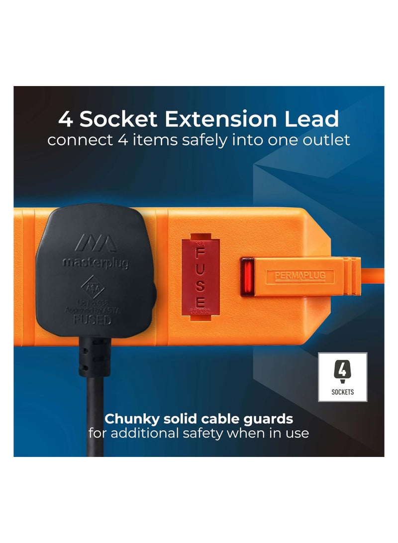 ماستربلاج كابل تمديد ماستر بلاج بيرما بلاج بأربعة مقابس مع مؤشر طاقة بطول 5 أمتار برتقالي - Image 4