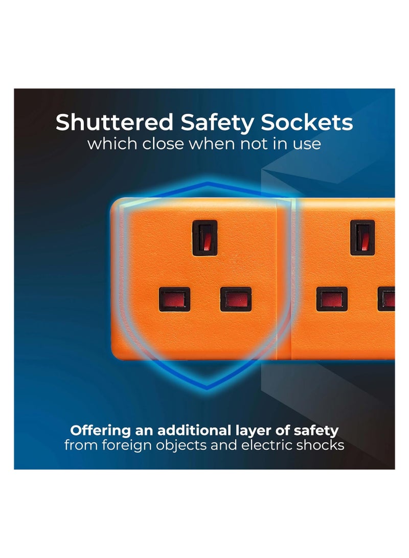 ماستربلاج كابل تمديد ماستر بلاج بيرما بلاج بأربعة مقابس مع مؤشر طاقة بطول 5 أمتار برتقالي - Image 3