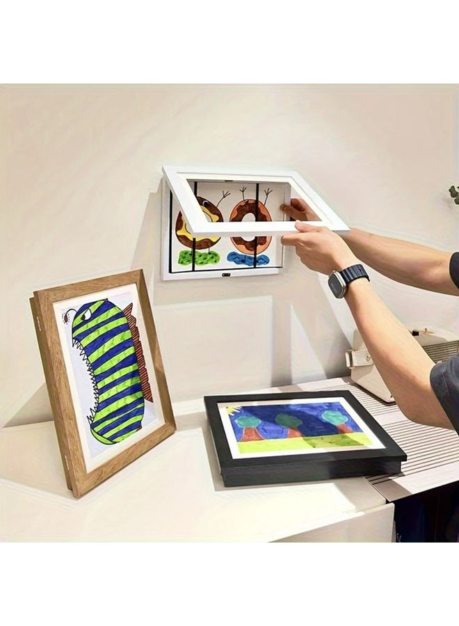 Black Magnetic Front Opening Art Frame 8 Inches For Drawings Photos And 3D Artwork - Image 1