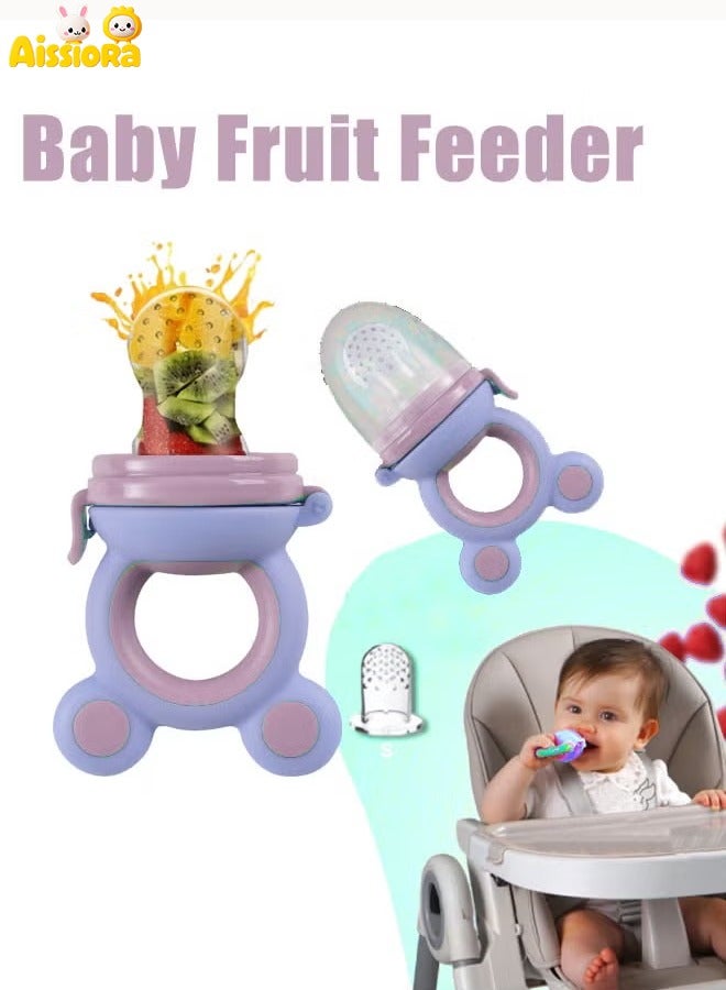آيسيورا 1 قطعة / 3  قطعة لهاية تغذية طعام الأطفال، أداة تغذية فواكه الأطفال، لهاية وعضاضة سيليكون 2 في 1، ألعاب تسنين للرضع، لعبة تدليك لتدليك التسنين، لعبة تخفيف التسنين للأطفال خالية من مادة BPA - Image 1