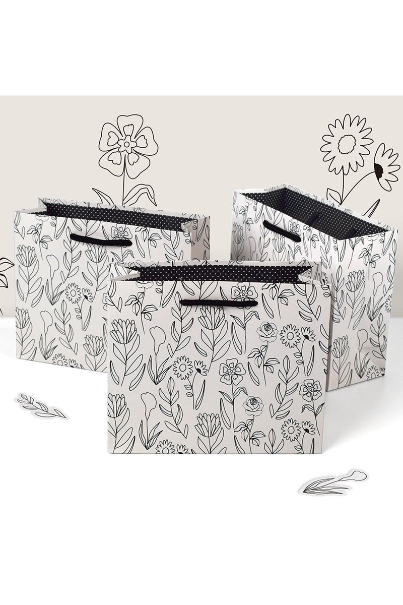 PEI  AN Minimalist White Gift Bags with Floral Line Art – Premium 250GSM Cardstock Wedding  Birthday Favor Bags (15x7x18cm) – Elegant, Eco-Friendly . - Image 1