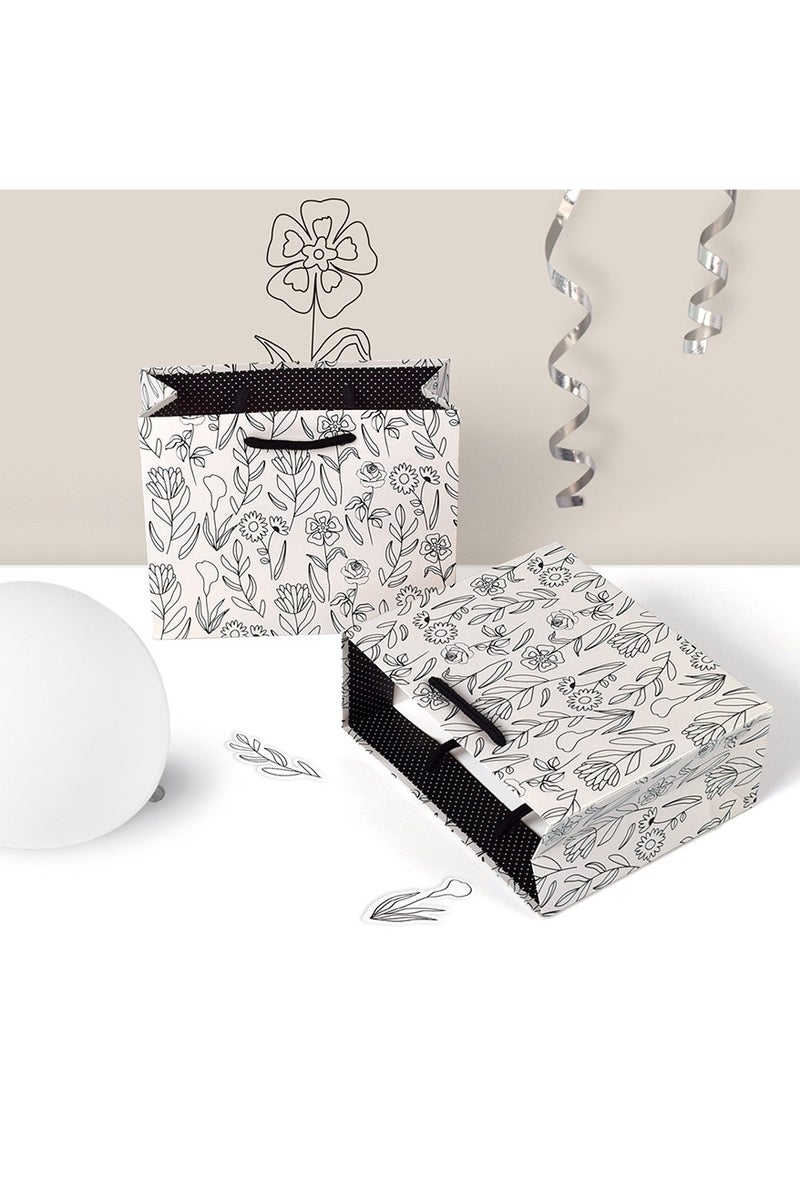PEI  AN Minimalist White Gift Bags with Floral Line Art – Premium 250GSM Cardstock Wedding  Birthday Favor Bags (15x7x18cm) – Elegant, Eco-Friendly . - Image 2