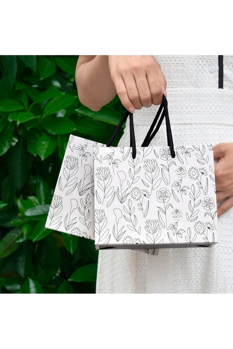 PEI  AN Minimalist White Gift Bags with Floral Line Art – Premium 250GSM Cardstock Wedding  Birthday Favor Bags (15x7x18cm) – Elegant, Eco-Friendly . - Image 4