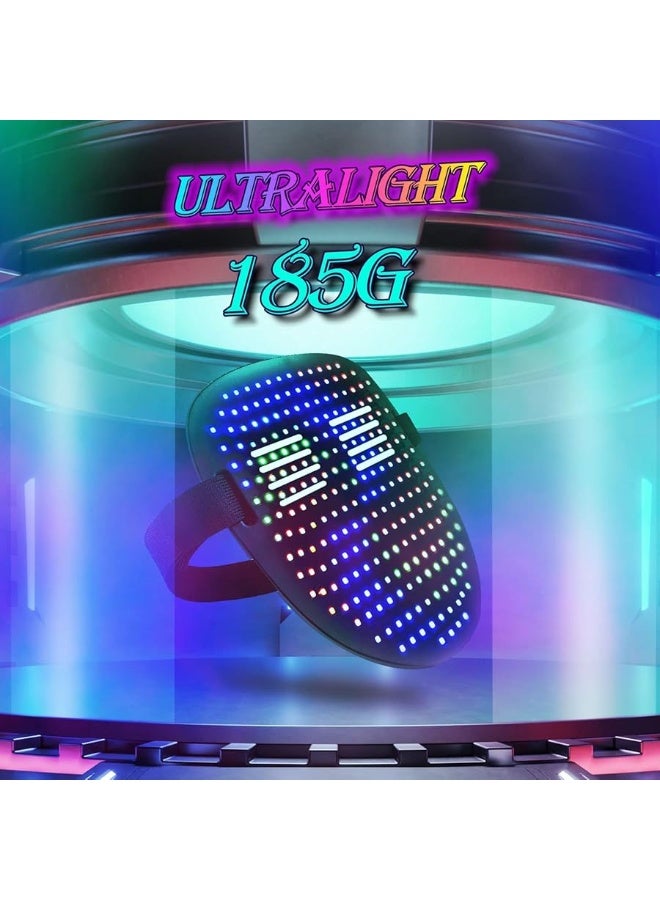 Megoo قناع MEGOO LED مع استشعار الإيماءات وتحويلها، قناع مضيء لامع رقمي لعيد الهالوين وحفلات الرقص والمهرجانات - Image 4